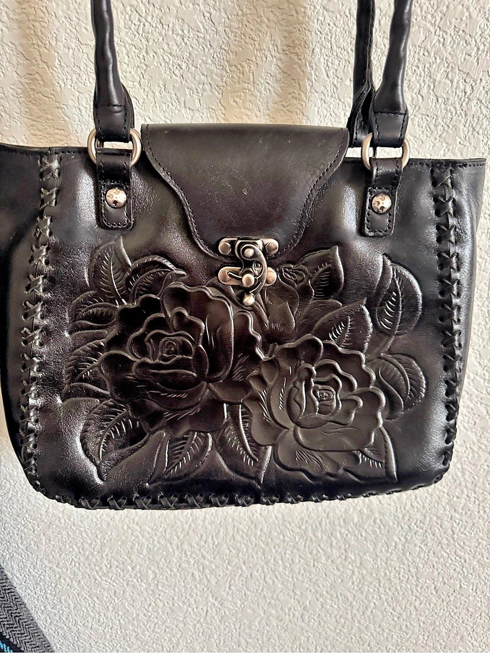 Patricia NashBlack Embossed Floral Tote